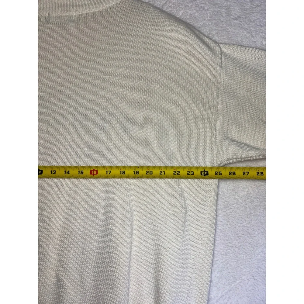 Vintage Structure Mens XL Cream Knit Sweater Heraldic Crest Embroidered Cotton